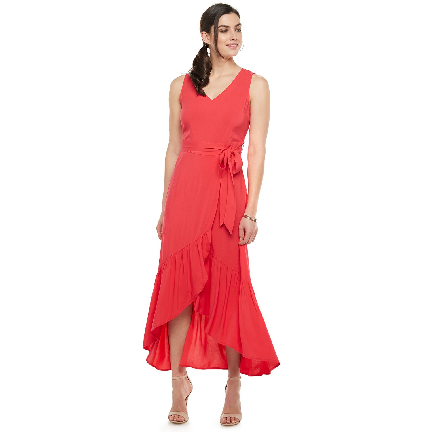 wrap ruffle maxi dress