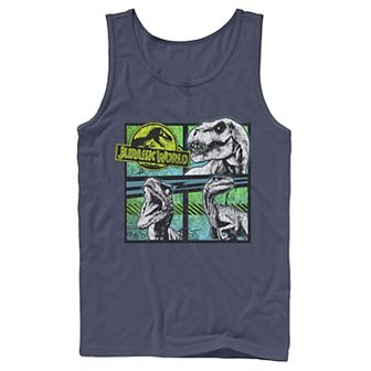 Men's Jurassic World Dinosaurs Group Of 3 Neon Graphic Tank Top