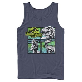 Men's Jurassic World Dinosaurs Group Of 3 Neon Graphic Tank Top