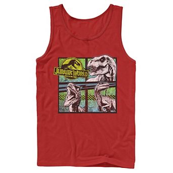 Men's Jurassic World Dinosaurs Group Of 3 Neon Graphic Tank Top