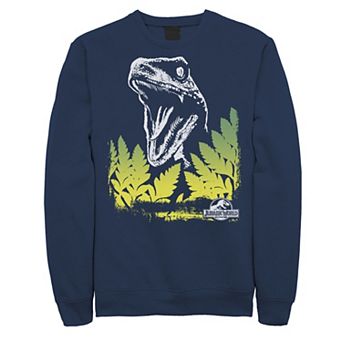 Men's Jurassic World Raptor Roaring Behind Bushes Fleece Pullover