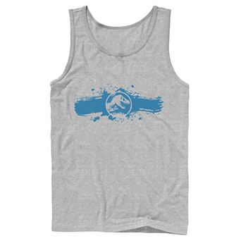 Men's Jurassic World Logo Blue Paint Splatter Tank Top