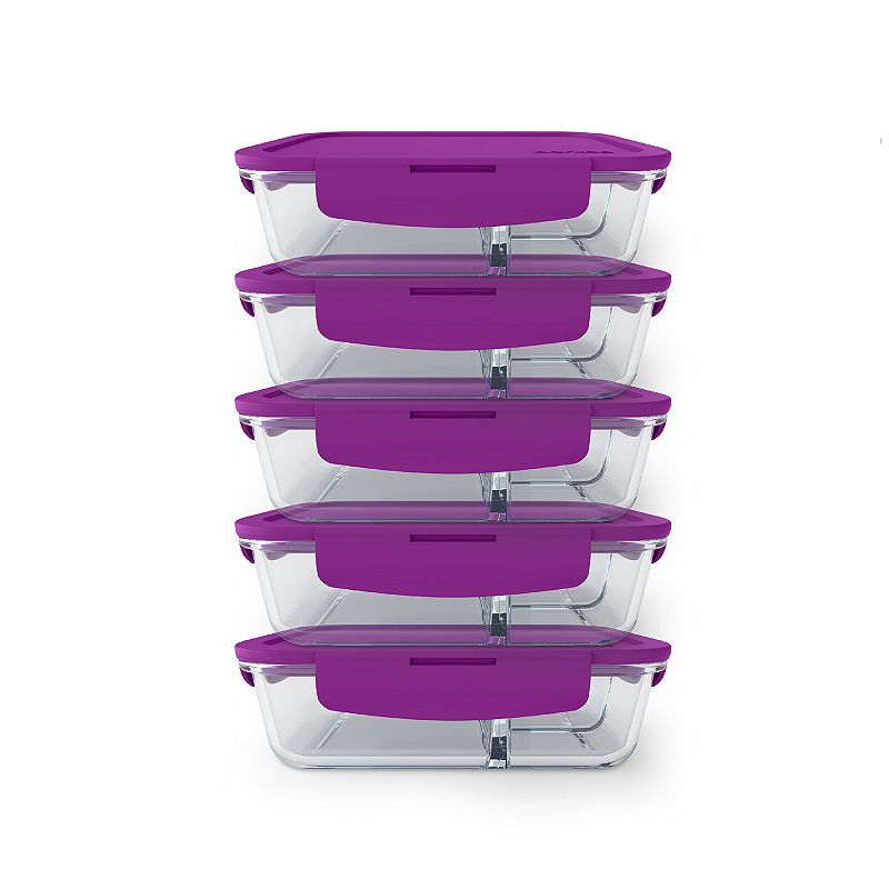 Bentgo 10-pc. 3-Compartment Glass Lunch Container Set, Purple