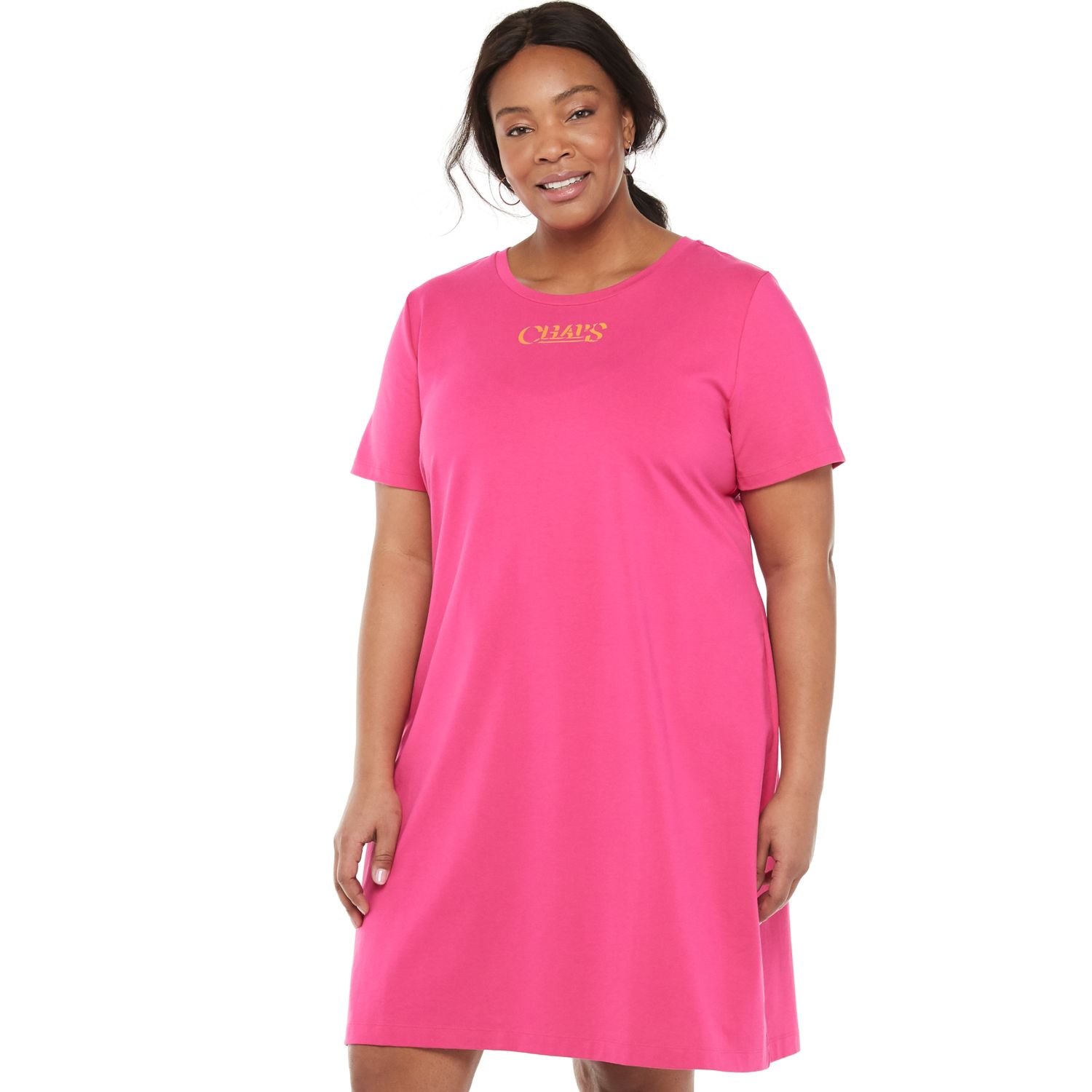 pink t shirt dress plus size