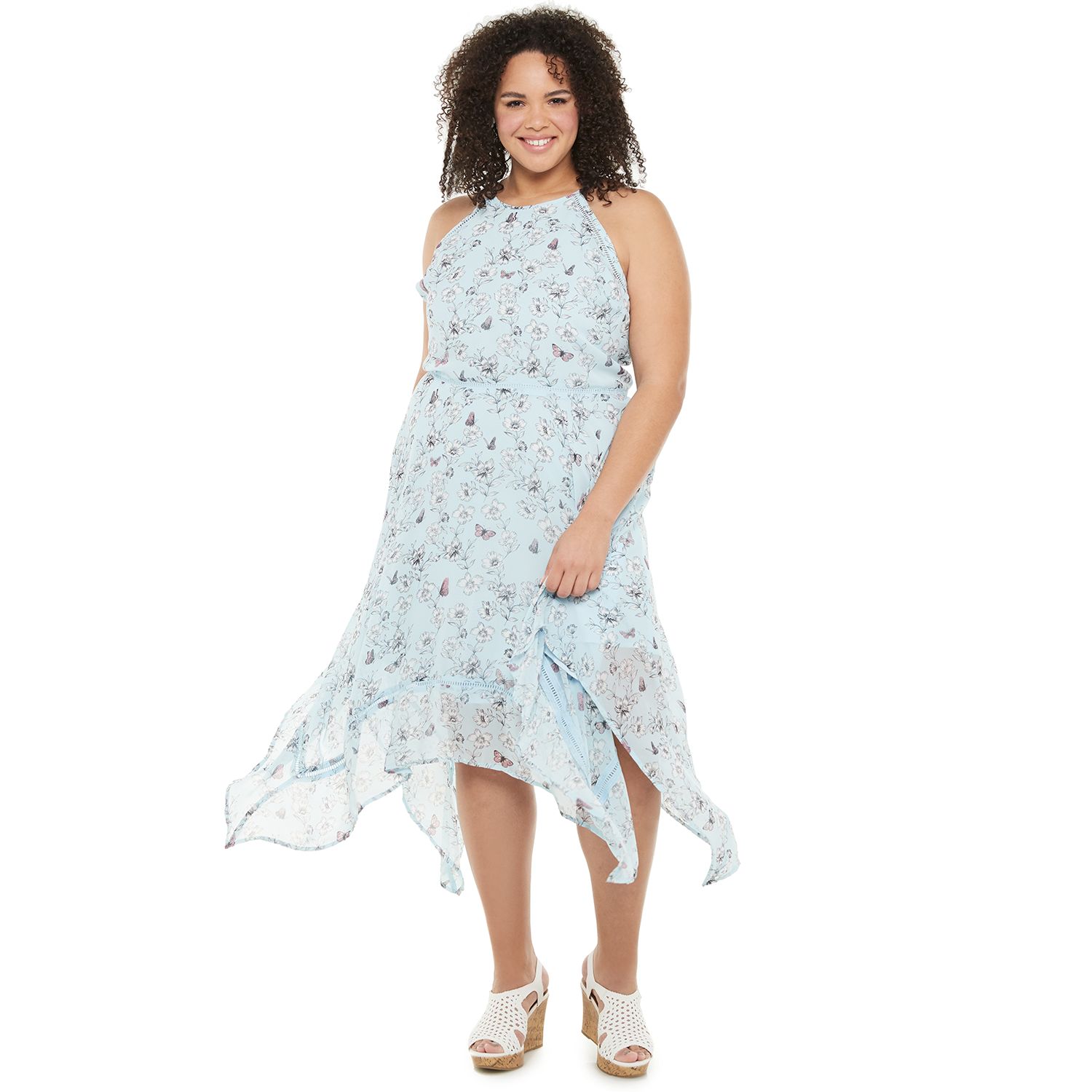 plus size handkerchief hem dress