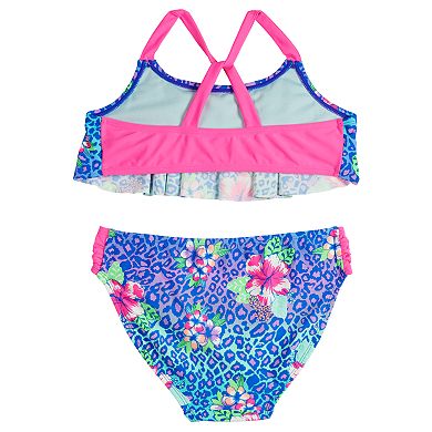 Girls 7-16 SO® Wild At Heart Cheetah & Floral Flounce Bikini Top & Bottoms Swimsuit Set