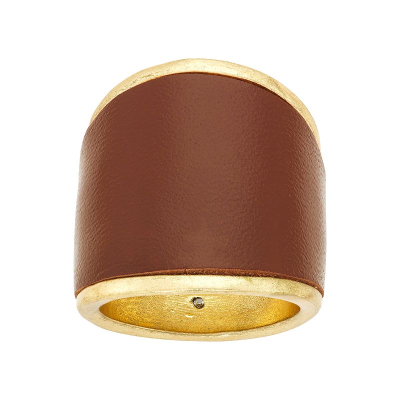 Bella Uno Wide Leather Ring, Womens, Size: 8, Gold