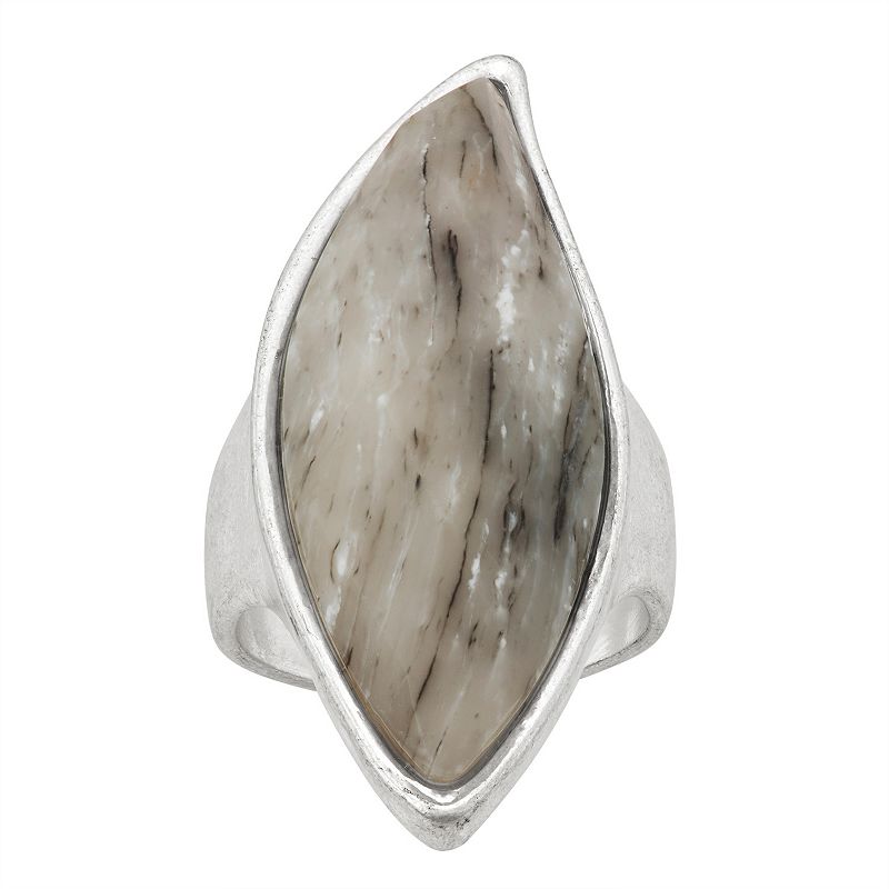 Bella Uno Abstract Grey Agate Ring, Womens, Size: 8