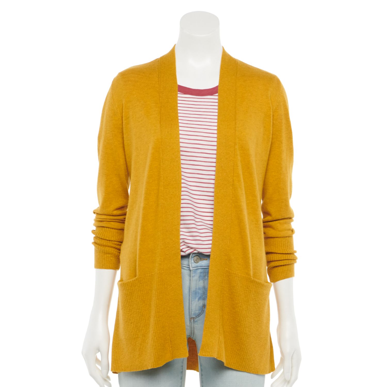 womens mustard cardigan sweater