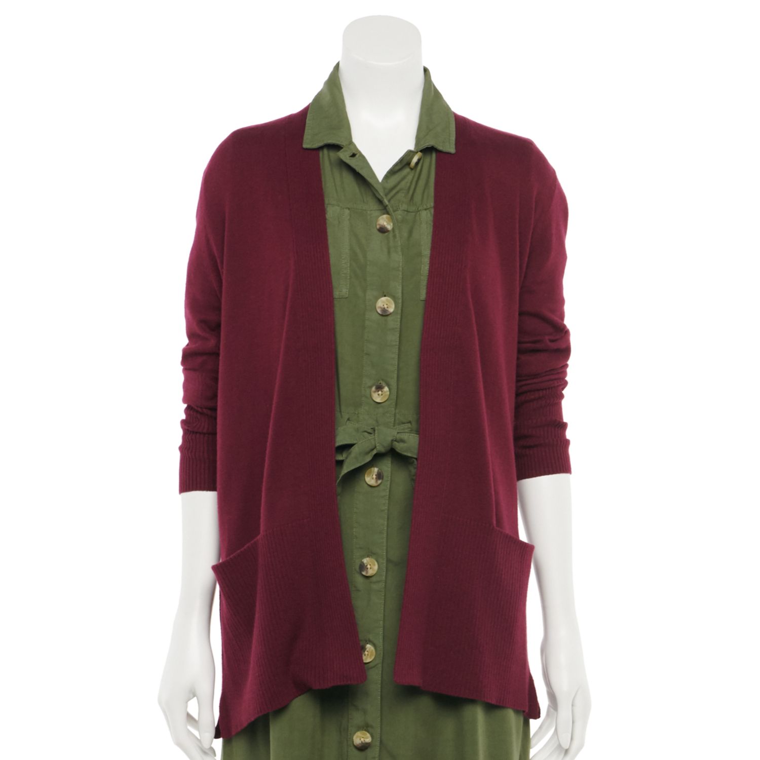 womens burgundy cardigan sweater