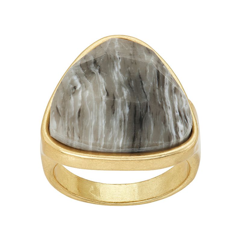 Bella Uno Triangle Grey Agate Ring, Womens, Size: 8