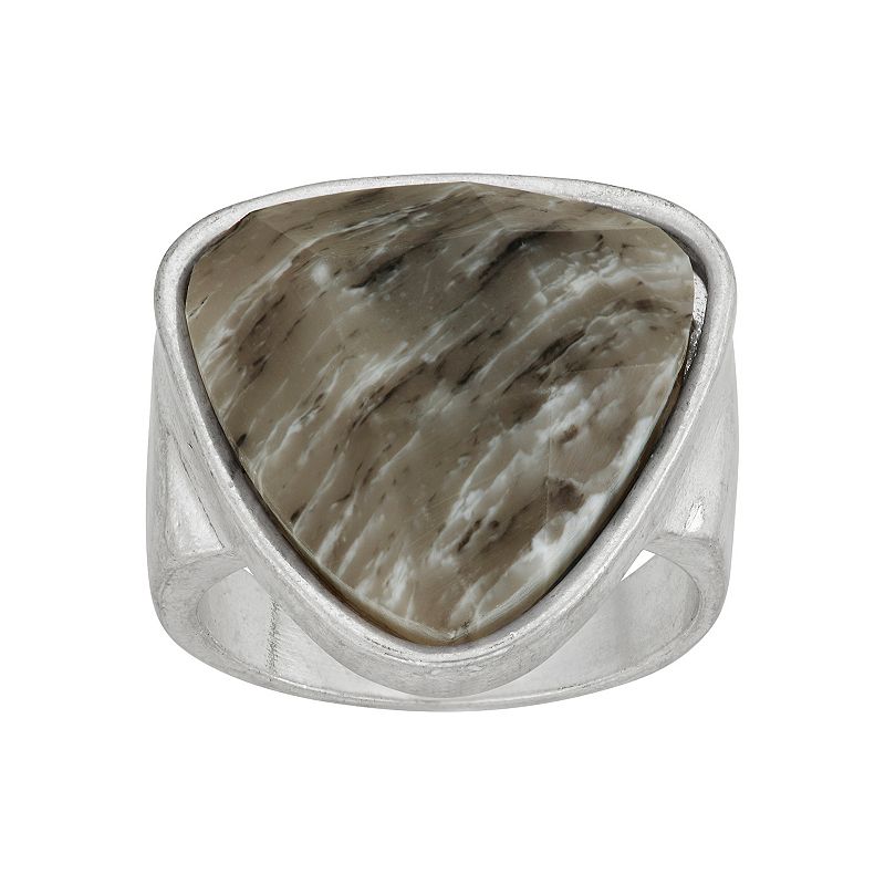 Bella Uno Triangle Grey Agate Ring, Womens, Size: 8