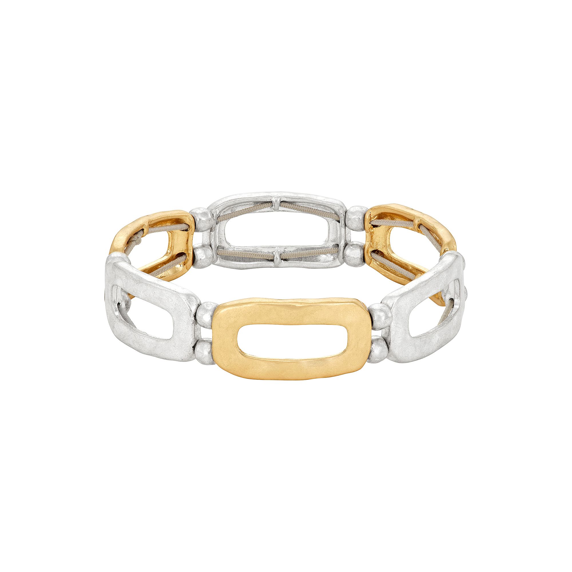 Bella Uno Two-Tone Rectangle Stretch Bracelet, Womens, Size: 7, Two Ton