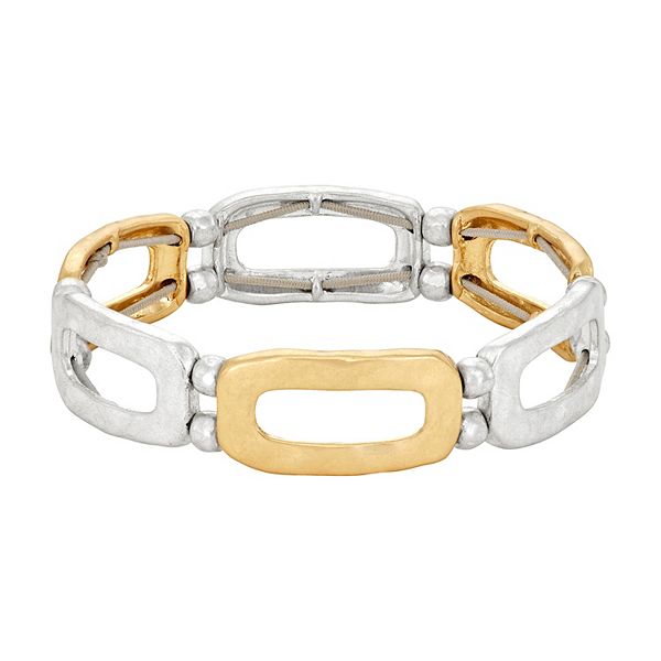 Bella Uno Two-Tone Rectangle Stretch Bracelet