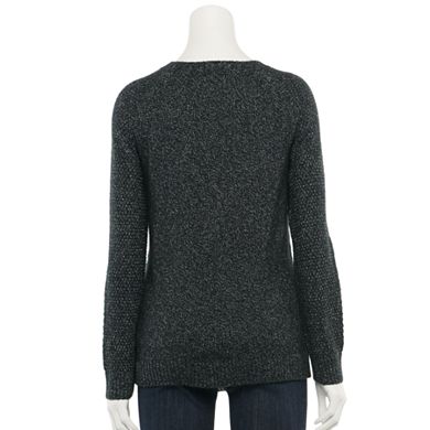 Women's Sonoma Goods For Life® Lattice-Front Raglan Crewneck Sweater