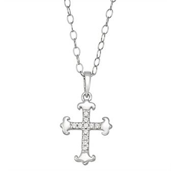 Charming Girl Kids' Cubic Zirconia Cross Pendant Necklace