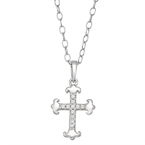Charming Girl Cubic Zirconia Cross Pendant Necklace