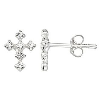 Charming Girl Kids' Crystal Cross Earrings