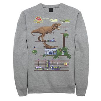 Men's Jurassic Park Digital Video Game Scene Fleece Pullover