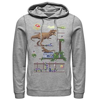 Men's Jurassic Park Digital Video Game Scene Graphic Pullover Hoodie