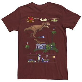 Men's Jurassic Park Digital Video Game Scene Graphic Tee