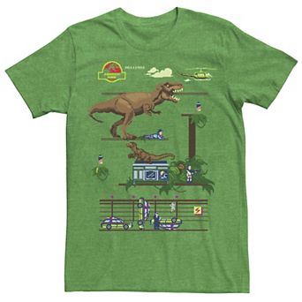 Men's Jurassic Park Digital Video Game Scene Graphic Tee