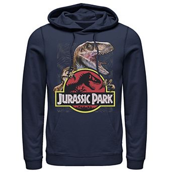 Men's Jurassic Park Raptor Holding Colored Logo Graphic Pullover Hoodie