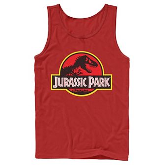 Men's Jurassic Park Red & Yellow Outline Logo Graphic Tank Top