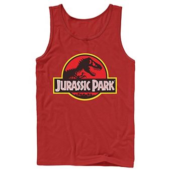 Men's Jurassic Park Red & Yellow Outline Logo Graphic Tank Top