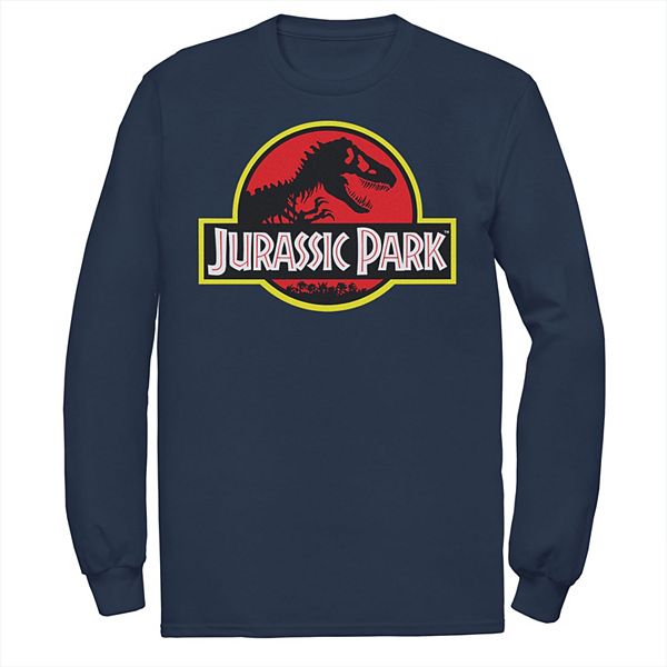 Mens Jurassic Park Red And Yellow Outline Logo Long Sleeve Graphic Tee 