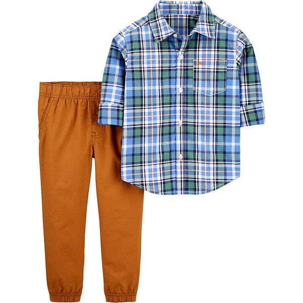 Baby Boy Carter's Plaid Shirt & Jogger Pants Set