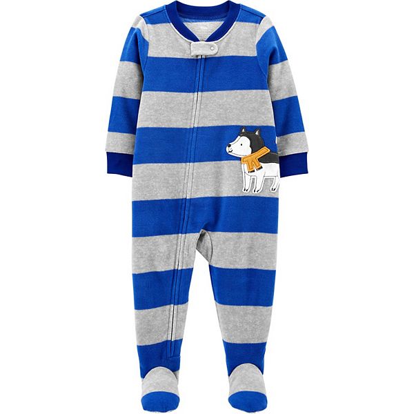 Toddler Boy Carter's Striped Dog Fleece Footed Pajamas