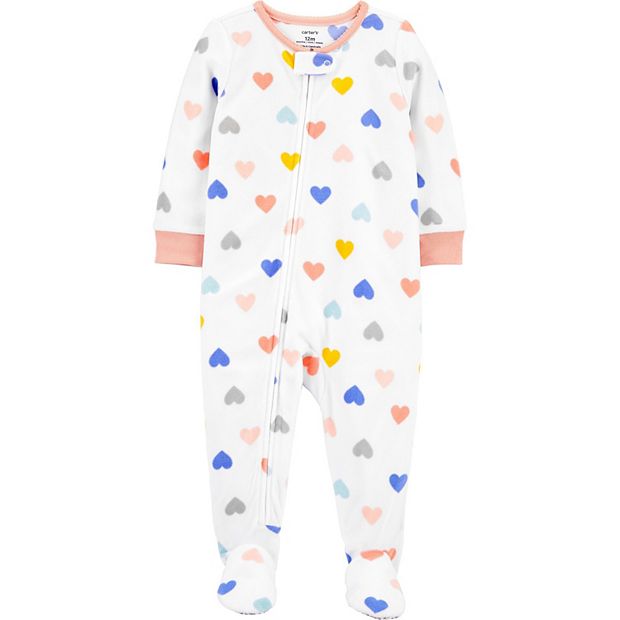 Toddler Girl Carter s Heart Fleece Footed Pajamas