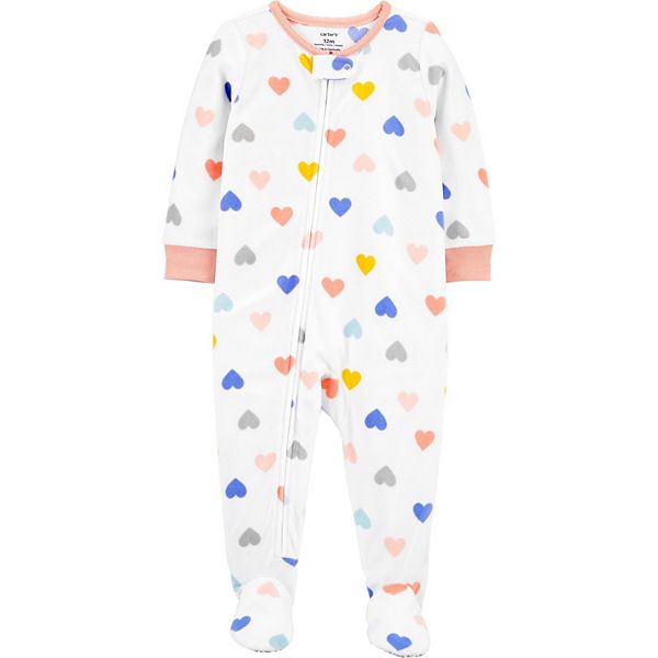 Toddler Girl Carter's Heart Fleece Footed Pajamas