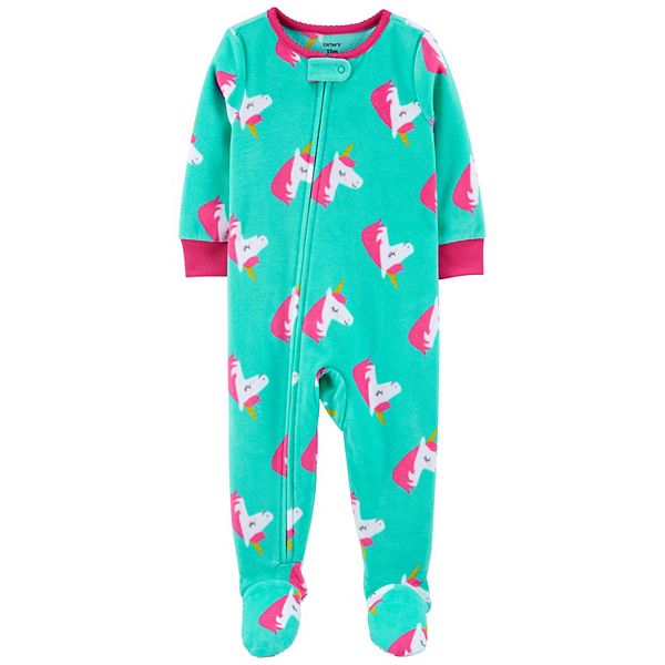Carter's Girls 12M 2-piece Turquoise Unicorn Pajamas For $6 In