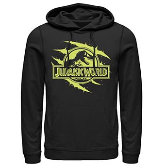 Men's Jurassic World Neon Slash T-Rex Fossil Logo Graphic Pullover Hoodie
