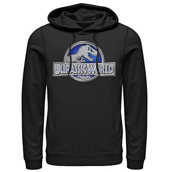 Men's Jurassic World Classic Blue Glow Fossil Logo Graphic Pullover Hoodie