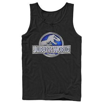 Men's Jurassic World Classic Blue Glow Fossil Logo Graphic Tank Top