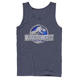 Men's Jurassic World Classic Blue Glow Fossil Logo Graphic Tank Top