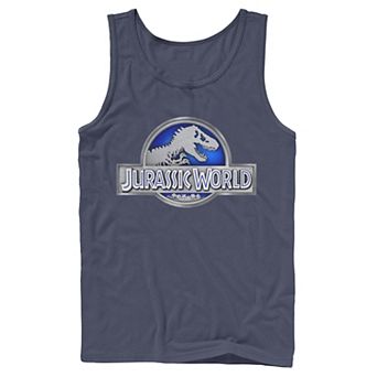 Men's Jurassic World Classic Blue Glow Fossil Logo Graphic Tank Top