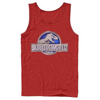 Men's Jurassic World Classic Blue Glow Fossil Logo Graphic Tank Top