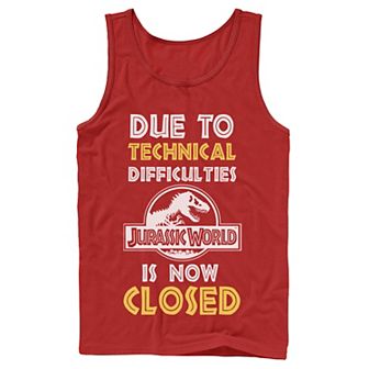 Men's Jurassic World Technical Difficulties Sign Tank Top