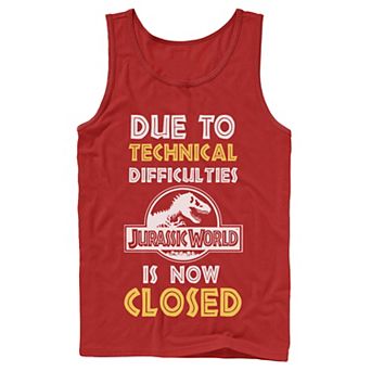 Men's Jurassic World Technical Difficulties Sign Tank Top
