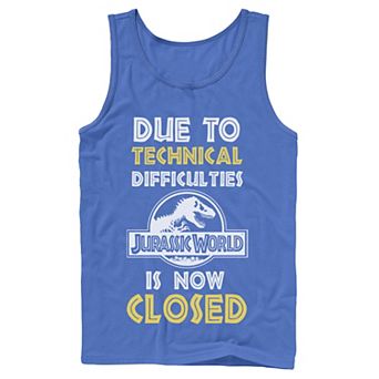 Men's Jurassic World Technical Difficulties Sign Tank Top
