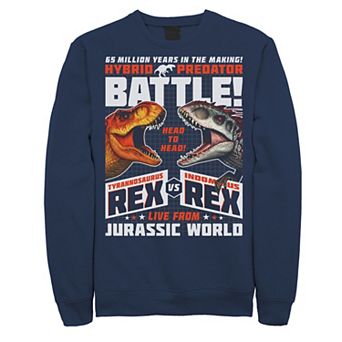 Men's Jurassic World T-Rex VS I-Rex Battle Poster Fleece Graphic Pullover