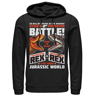 Men's Jurassic World T-Rex VS I-Rex Battle Poster Pullover Graphic Hoodie