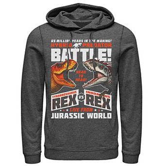 Men's Jurassic World T-Rex VS I-Rex Battle Poster Pullover Graphic Hoodie