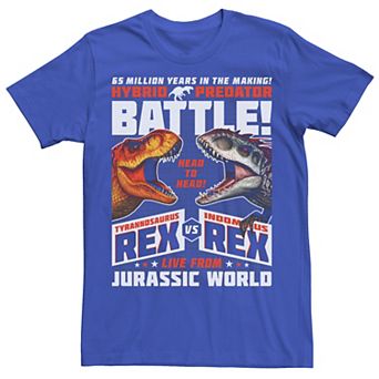 Men's Jurassic World T-Rex VS I-Rex Battle Poster Graphic Tee