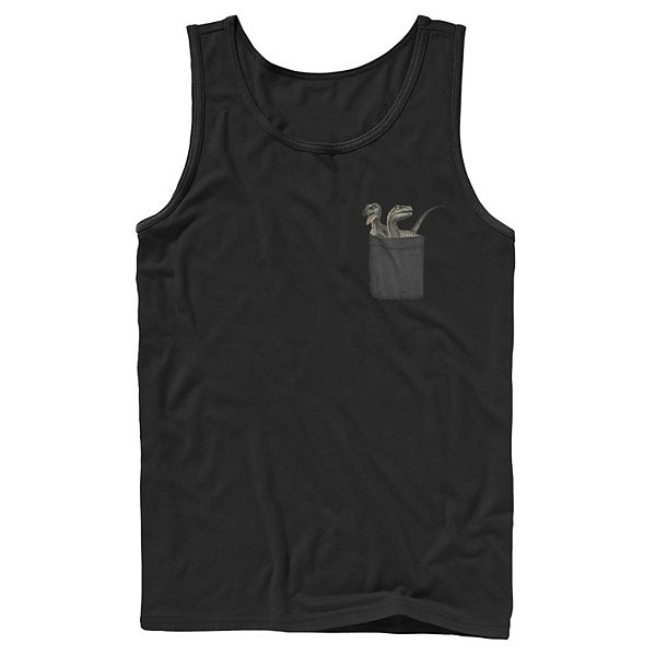Men's Jurassic World Pocket Raptors Paint Splatter Graphic Tank Top