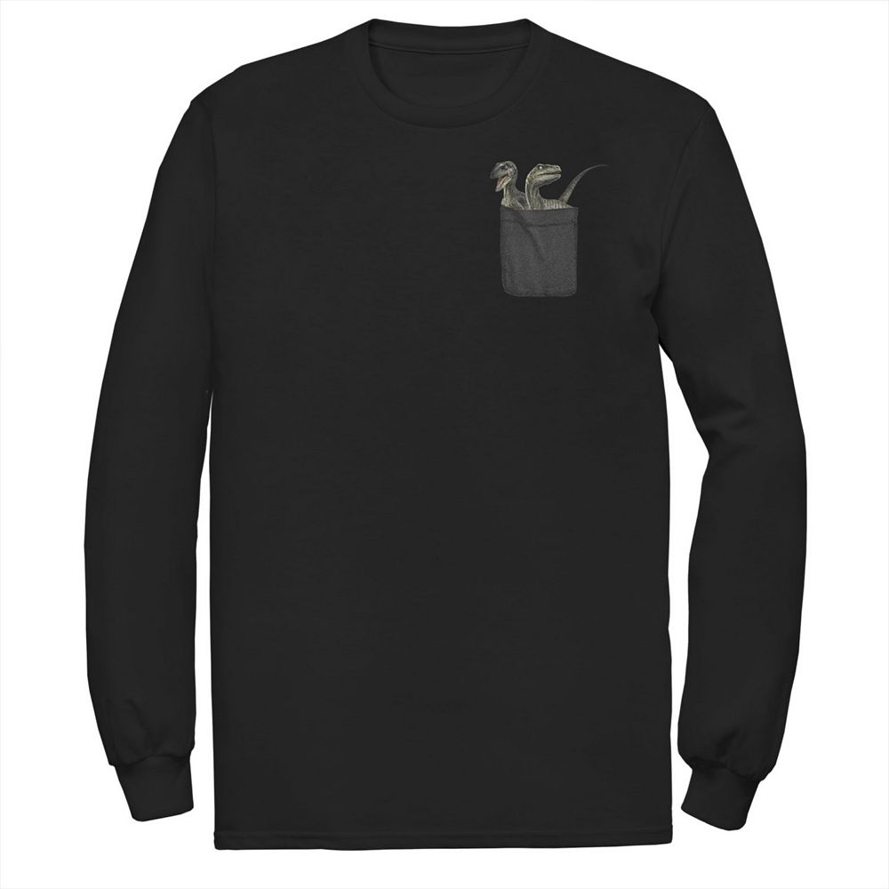 Men's Jurassic World Pocket Raptors Paint Splatter Long Sleeve Graphic Tee